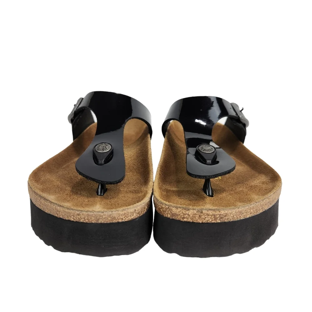 Birkenstock Papillo Gizeh Platform Vegan Black Patent Sandals Size Women's 7 - Picture 6 of 10